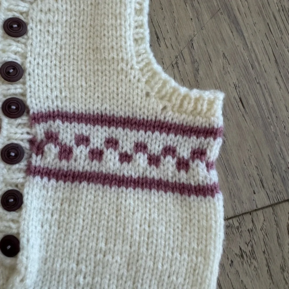 Cozy Cream and Purple Knit Baby Romper